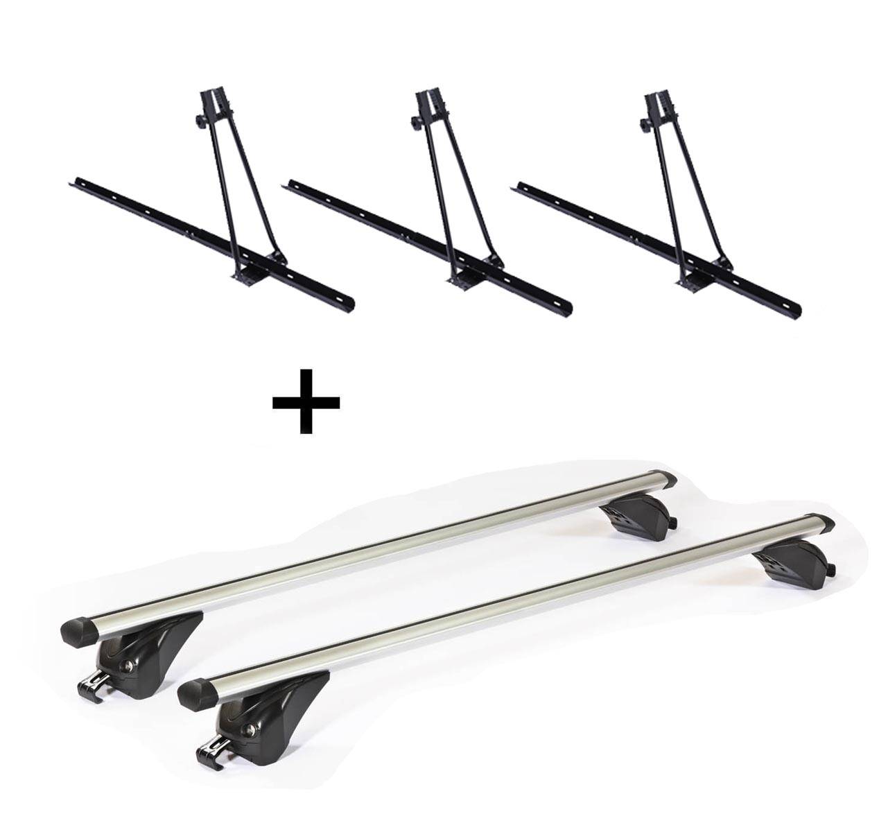 3x Fahrradträger ORION + Dachträger/Relingträger VDP KING1 kompatibel mit für Mitsubishi Eclipse Cross (5 Türer) ab 18