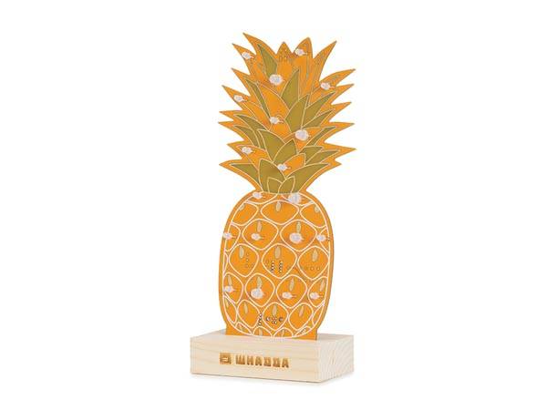 Lötbausatz, XL-Platine, Ananas, mit Holzhalter