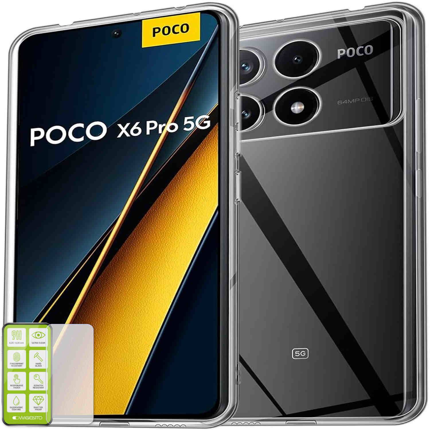 Für Xiaomi Redmi K70E / Poco X6 Pro Silikon TPU Hülle + H9 Hart Glas