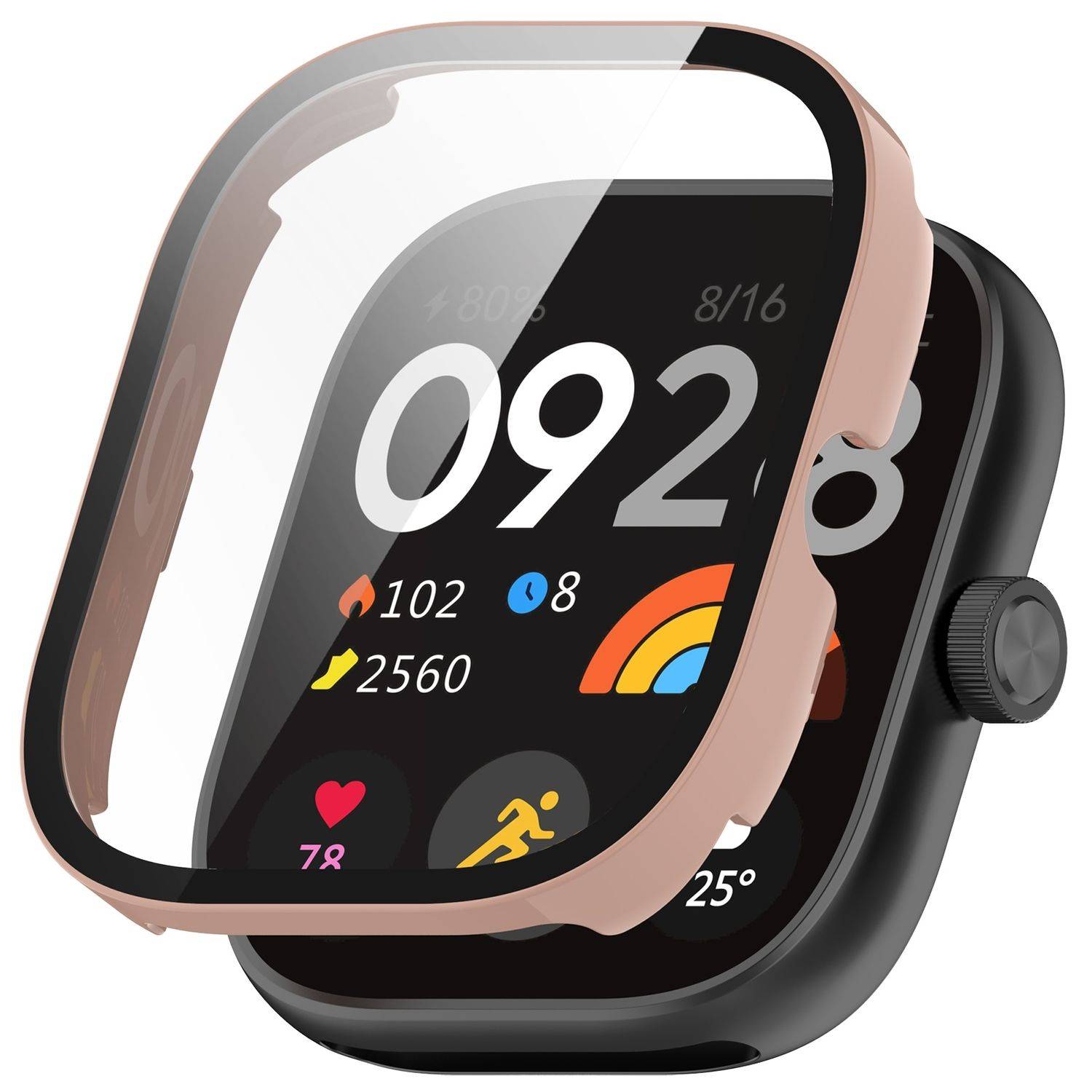 Für Xiaomi Redmi Watch 4 Kunststoff Hülle + H9 Schutzglas Rosa