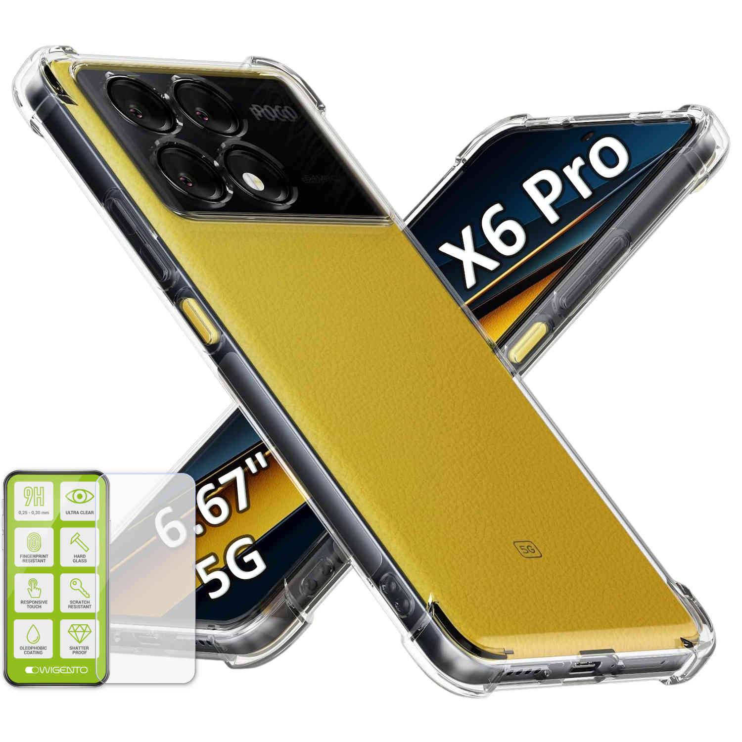 Für Xiaomi Redmi K70E Poco X6 Pro Schock TPU Silikon Hülle + Hart Glas