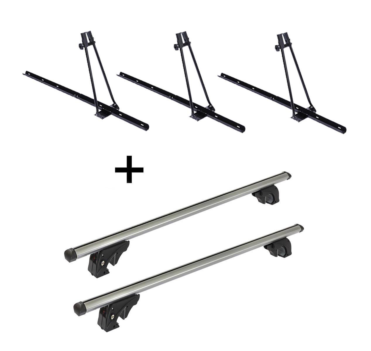 3x Fahrradträger ORION + Dachträger/Relingträger VDP LION1 kompatibel mit für Mercedes E Station Wagon (S210) (5 Türer) 95-02