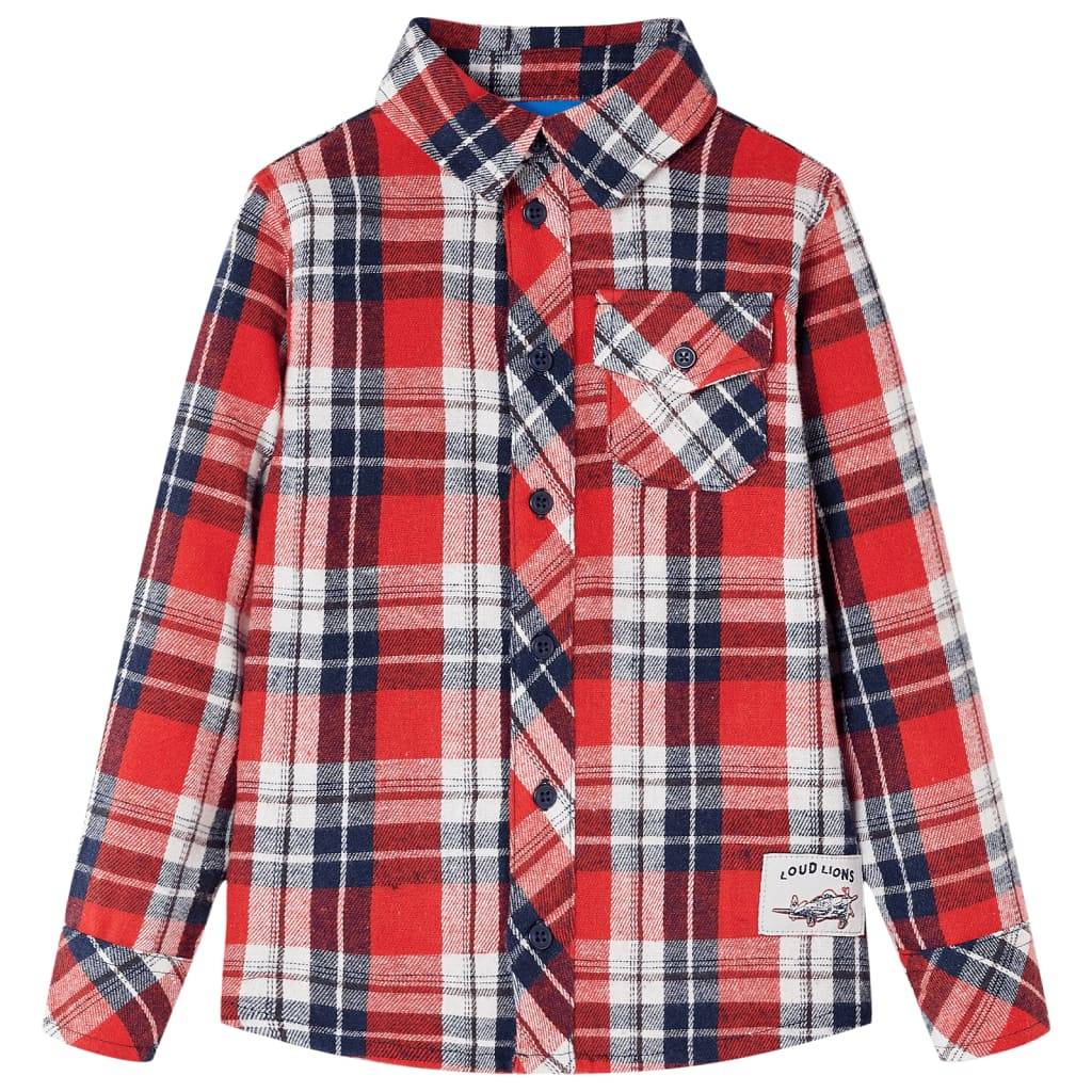 Kinderhemd Karomuster Rot und Marineblau 116