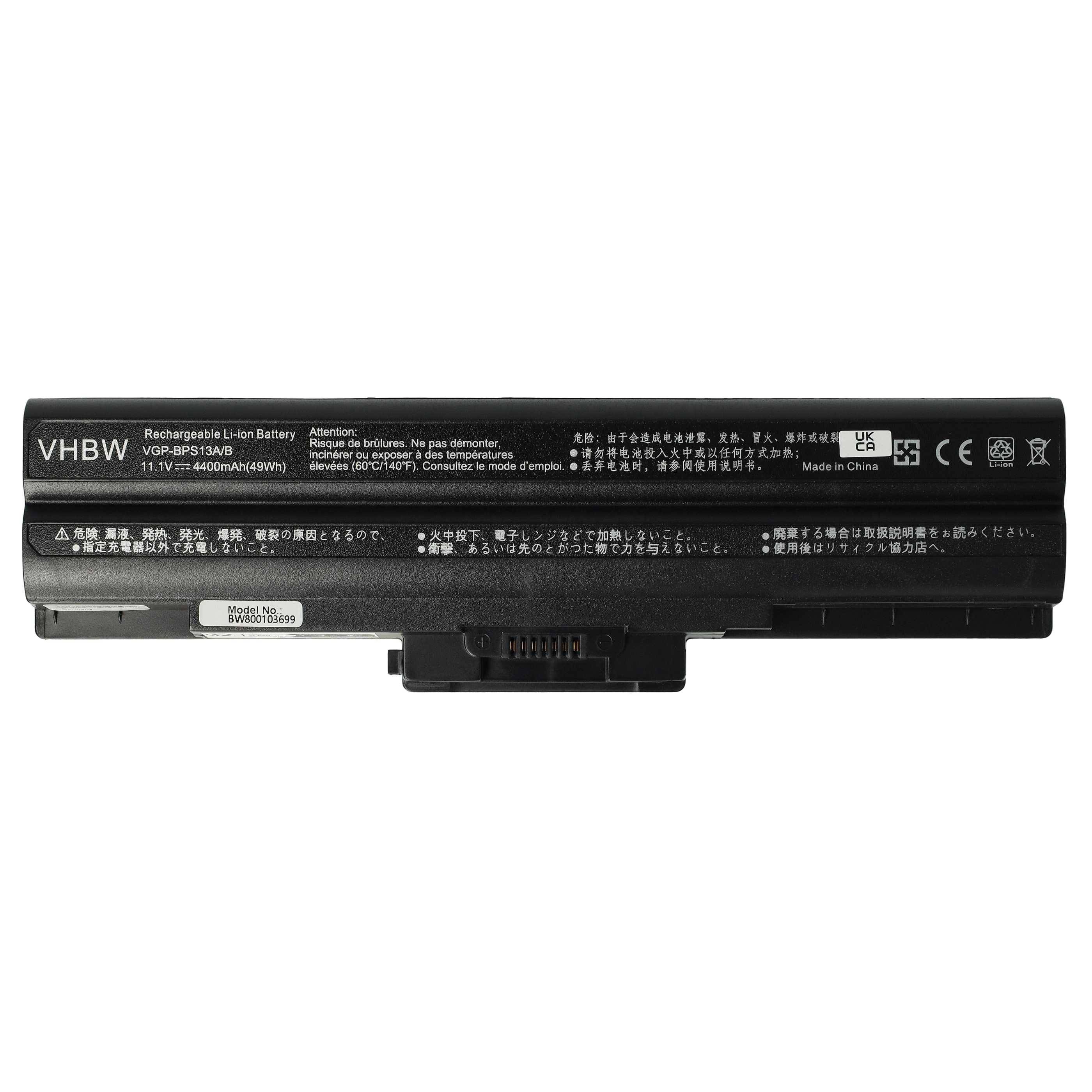vhbw Akku kompatibel mit Sony Vaio VGN-SR48J/J, VGN-SR490JCN, VGN-SR490JCP, VGN-SR49D Notebook (4400mAh, 11,1V, schwarz)