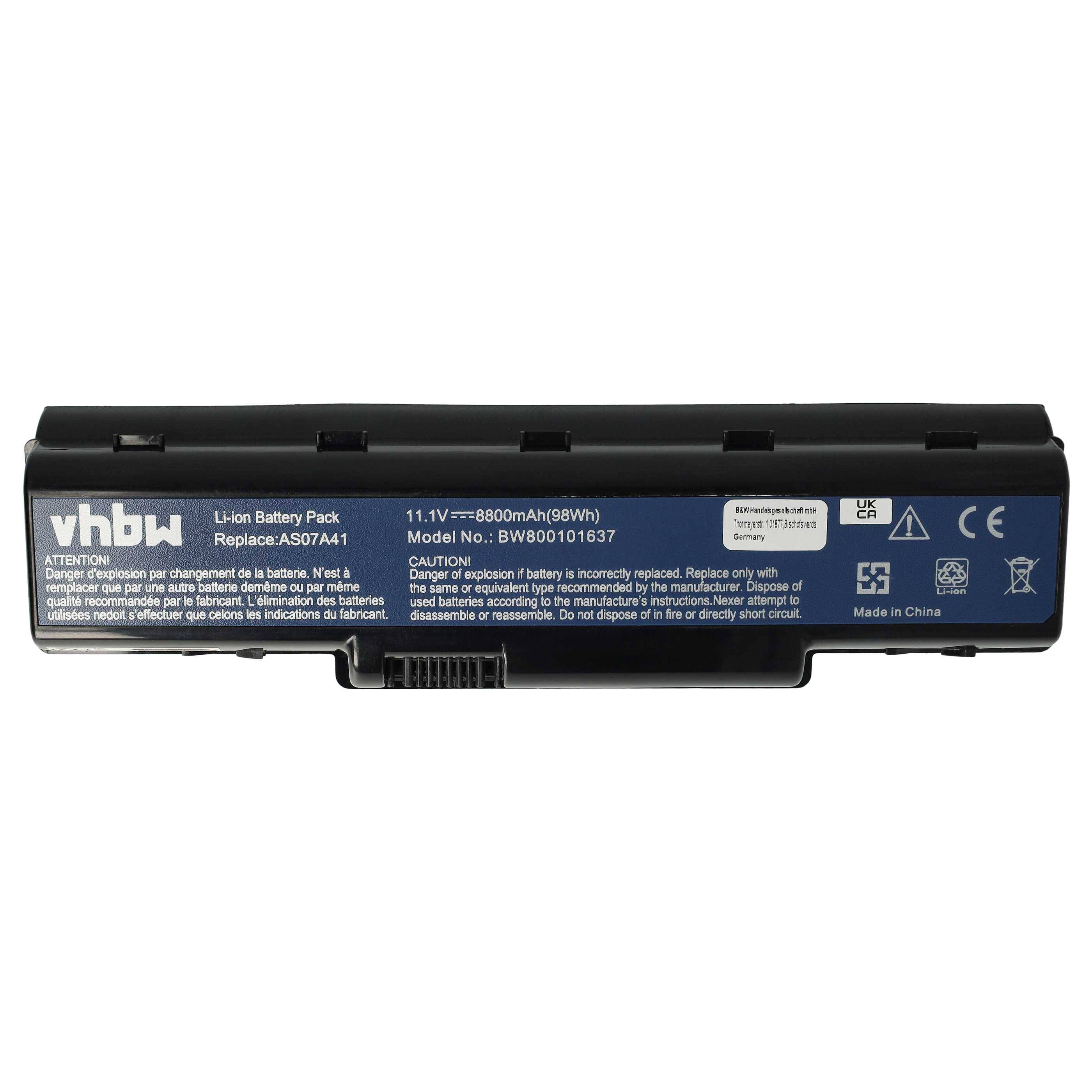 vhbw Akku kompatibel mit Acer eMachines D725, D525, E525, E625 Notebook (8800 mAh, 11,1 V, Li-Ion)