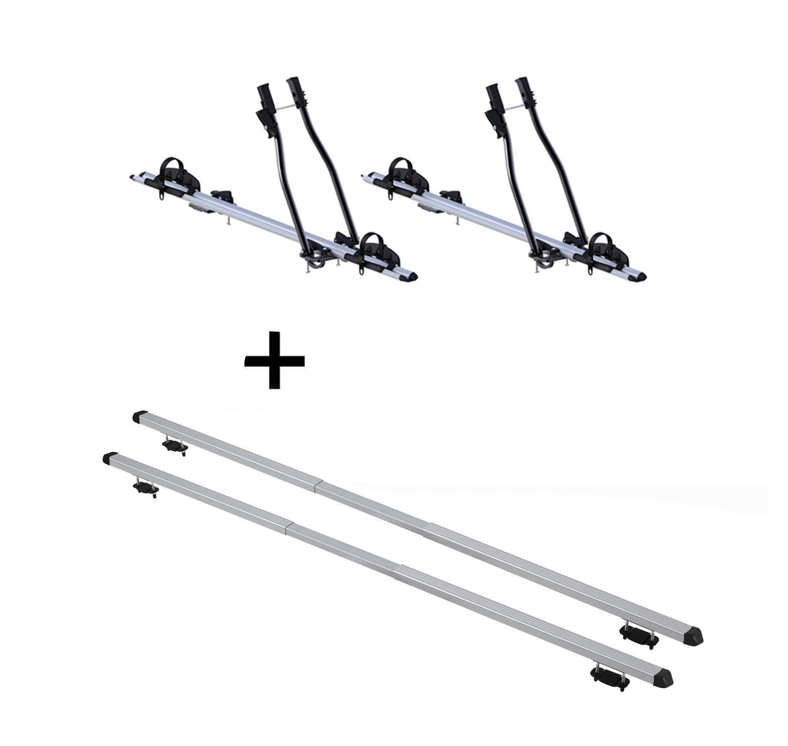 2x Fahrradträger SAGITTAR + Dachträger RAPID kompatibel mit für VW Polo V (6R/6C) Cross (5Türer) 09-17