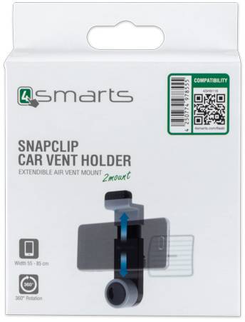 4smarts Snapclip, Handy/Smartphone, Navigator, Passive Halterung, Auto, Schwarz