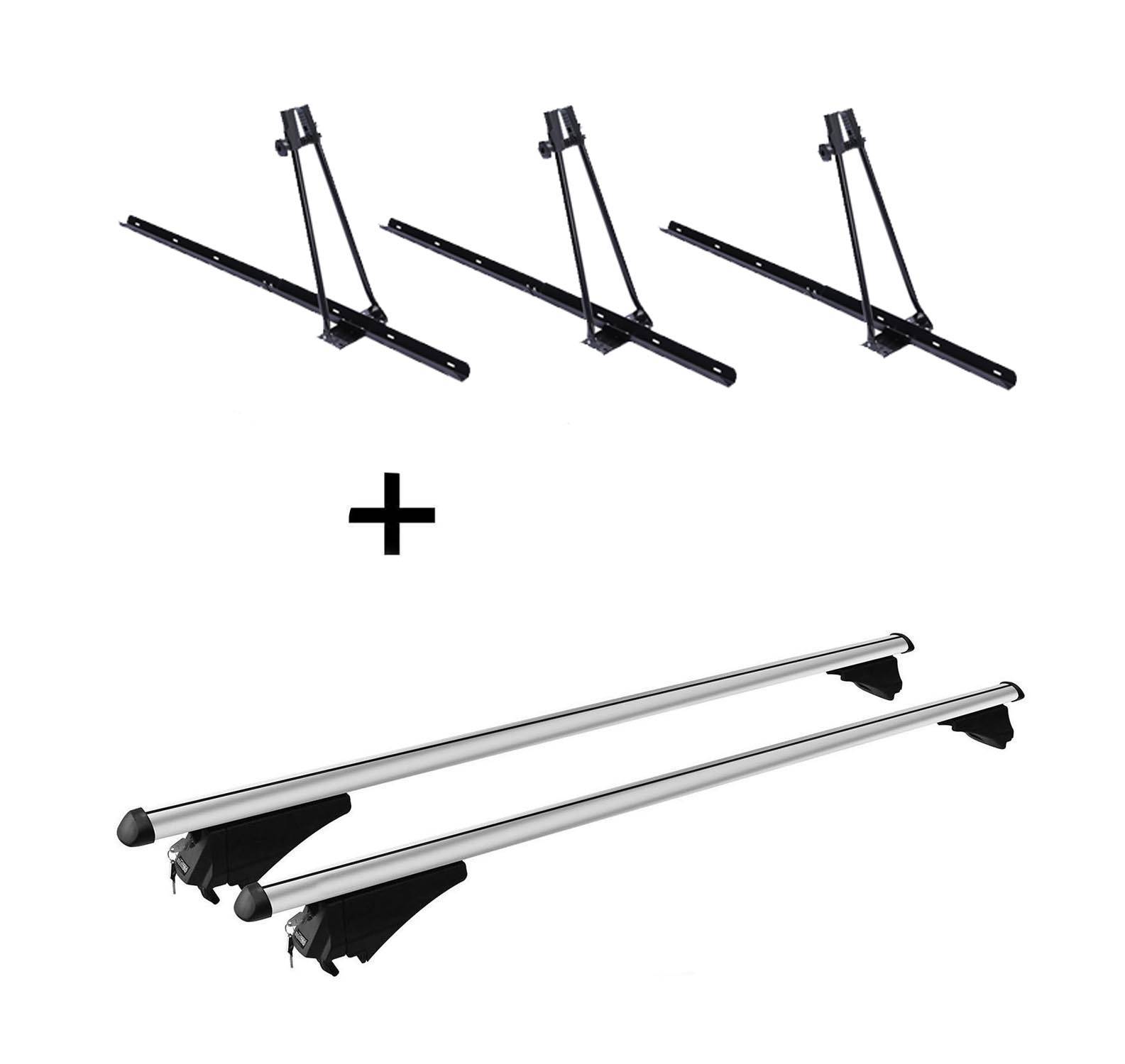 3x Fahrradträger ORION + Alu Dachträger Tiger Relingträger kompatibel mit für Ford Focus IV Activeab 19