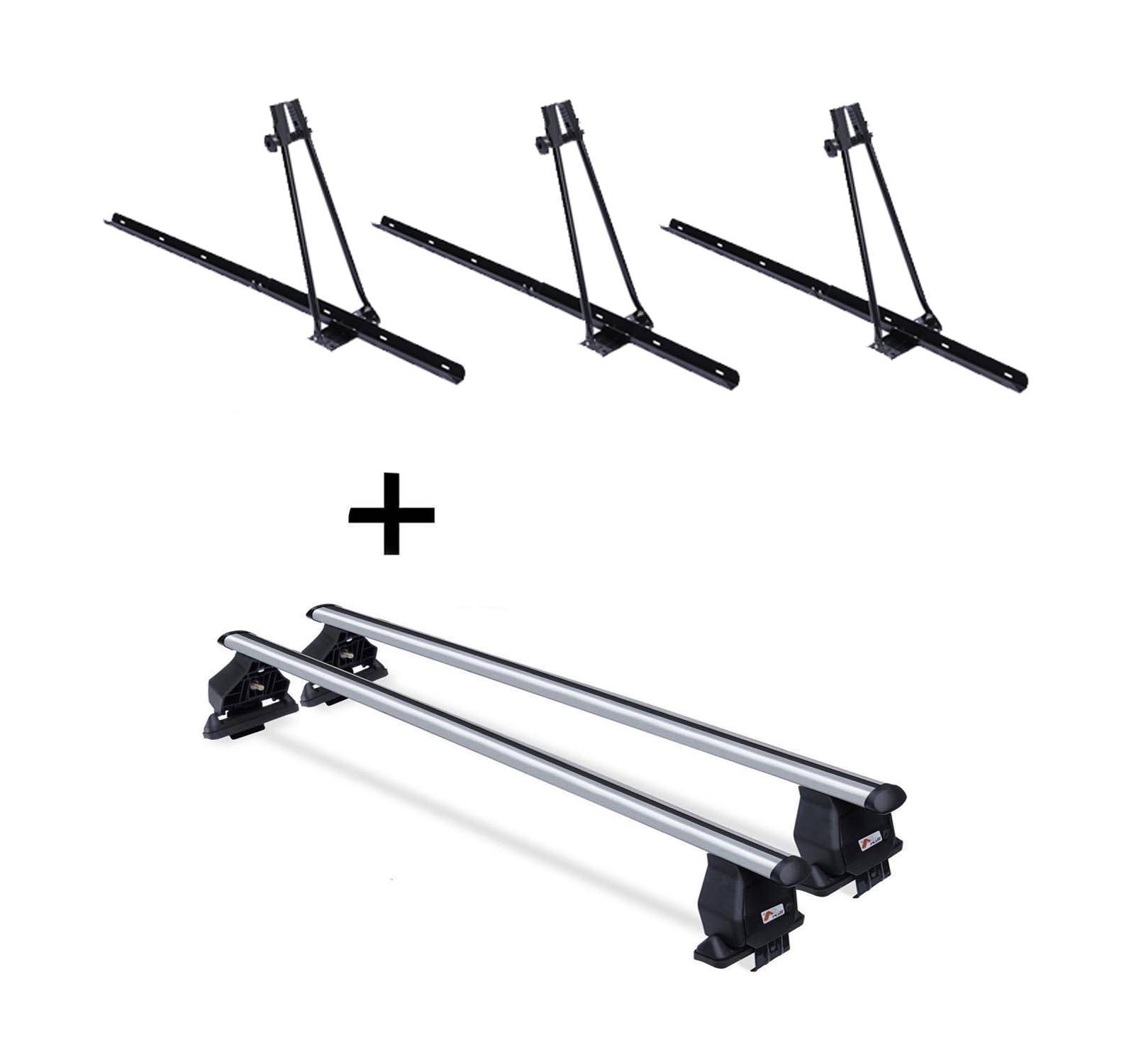3x Fahrradträger ORION + Alu Dachträger Menabo Tema kompatibel mit für Hyundai i10 (5 Türer) ab 17