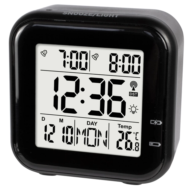 Premium Design-Funkwecker mit Akku automatisches Nachtlicht Datumsanzeige Temperaturanzeige USB-Ladekabel 2 Alarme Snooze Hintergrundbeleuchtung Premium Design-Funkwecker mit Akku automatisches Nachtlicht Datumsanzeige Temperaturanzeige USB-Ladekabel 2 Alarme Snooze Hintergrundbeleuchtung
