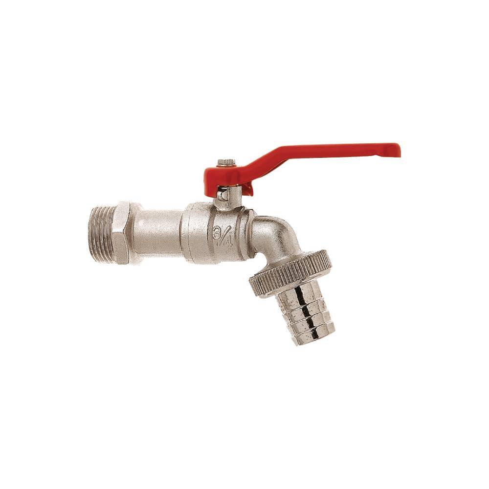 GEKA® - Kugelauslaufventil - Messing vernickelt - AG G3/4 auf AG G1 - Nenngröße 3/4" - rot - Preis per Stück