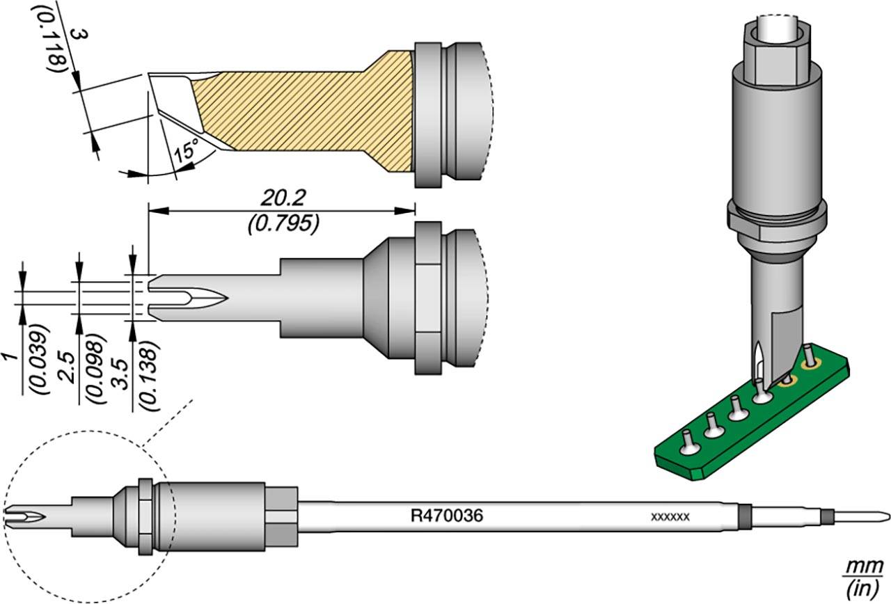 Lötspitze R470, Meißel, 1 mm, R470036