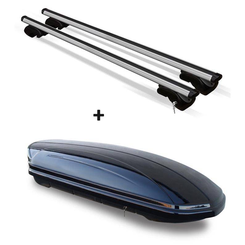 Alu Relingträger VDP XL135 kompatibel mit für Mercedes V-Klasse (W447) ab 2015 abschließbar + Dachbox VDP-MAA460 460 Liter