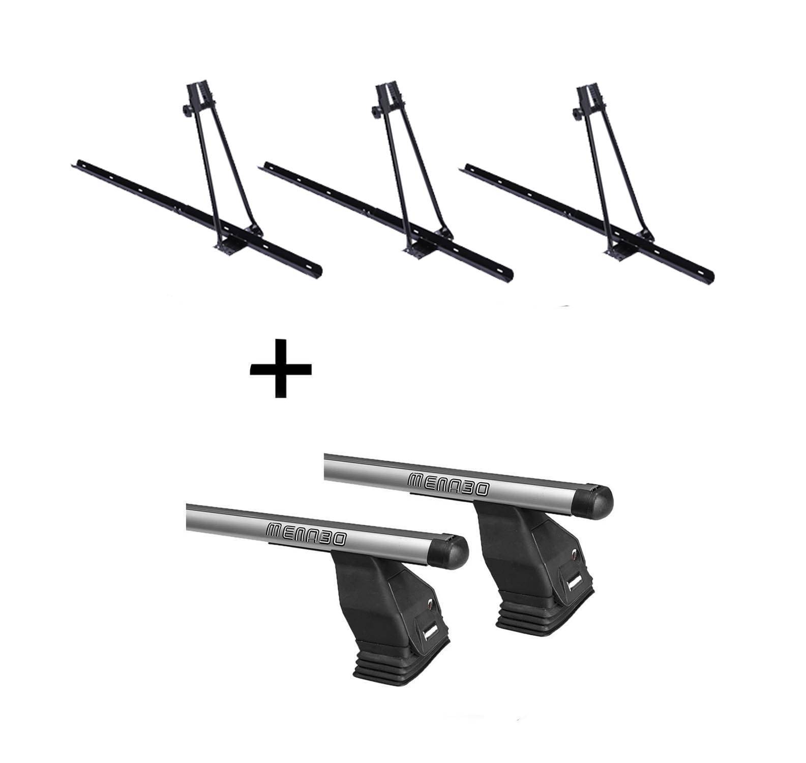 3x Fahrradträger ORION + Dachträger Menabo Tema kompatibel mit für Fiat Stilo 3/5Türer 2001-2010