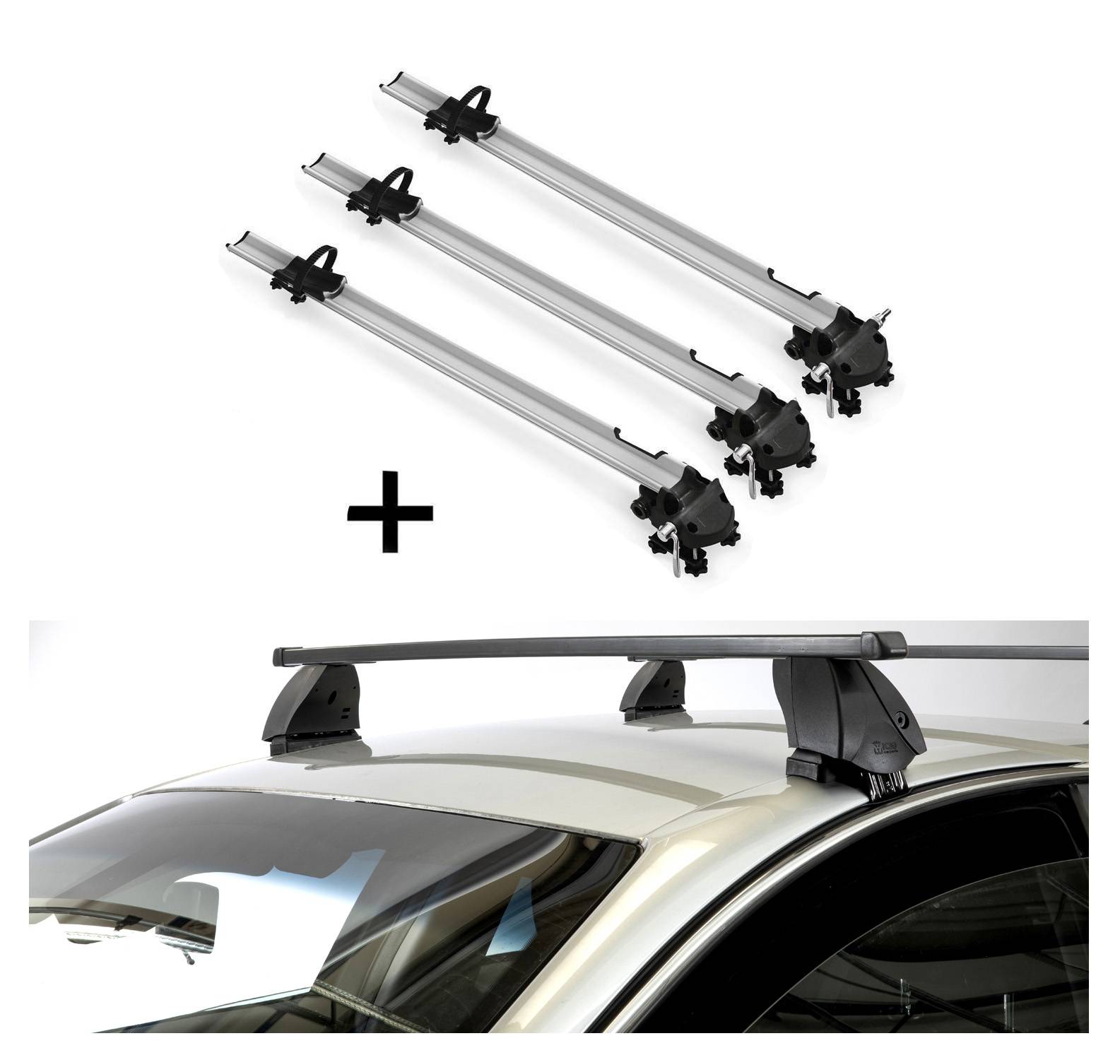 3x Fahrradträger Bike Pro + Dachträger K1 MEDIUM kompatibel mit für Fiat Panda II (5Türer) 03-12