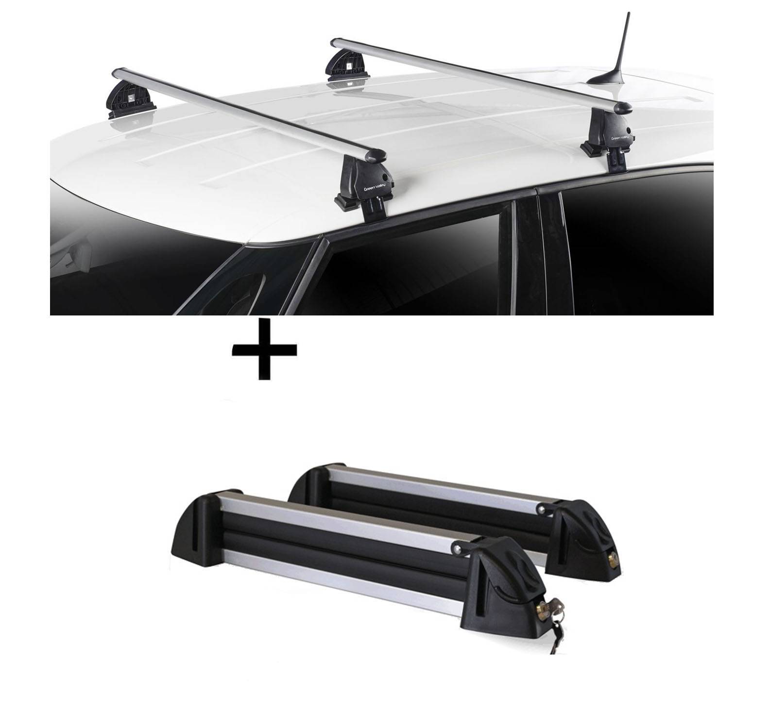 Skiträger Alu 4 Paar Ski + Dachträger VDP EVO ALU kompatibel mit für Fiat Punto II 5 Türer 1999-2010