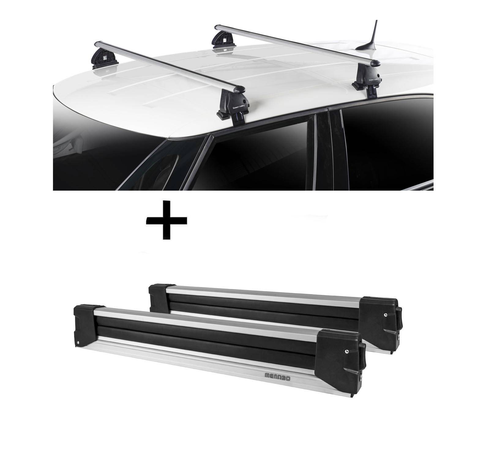 Skiträger YELO 6 Paar Ski + Dachträger VDP EVO ALU kompatibel mit für Peugeot 306 5 Türer 1994-2002