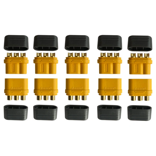 5 Paar MR60 Stecker/Buchse (male/female) 3,0 mm 3 Pin Goldkontakte + Caps 5 Paar MR60 Stecker/Buchse (male/female) 3,0 mm 3 Pin Goldkontakte + Caps