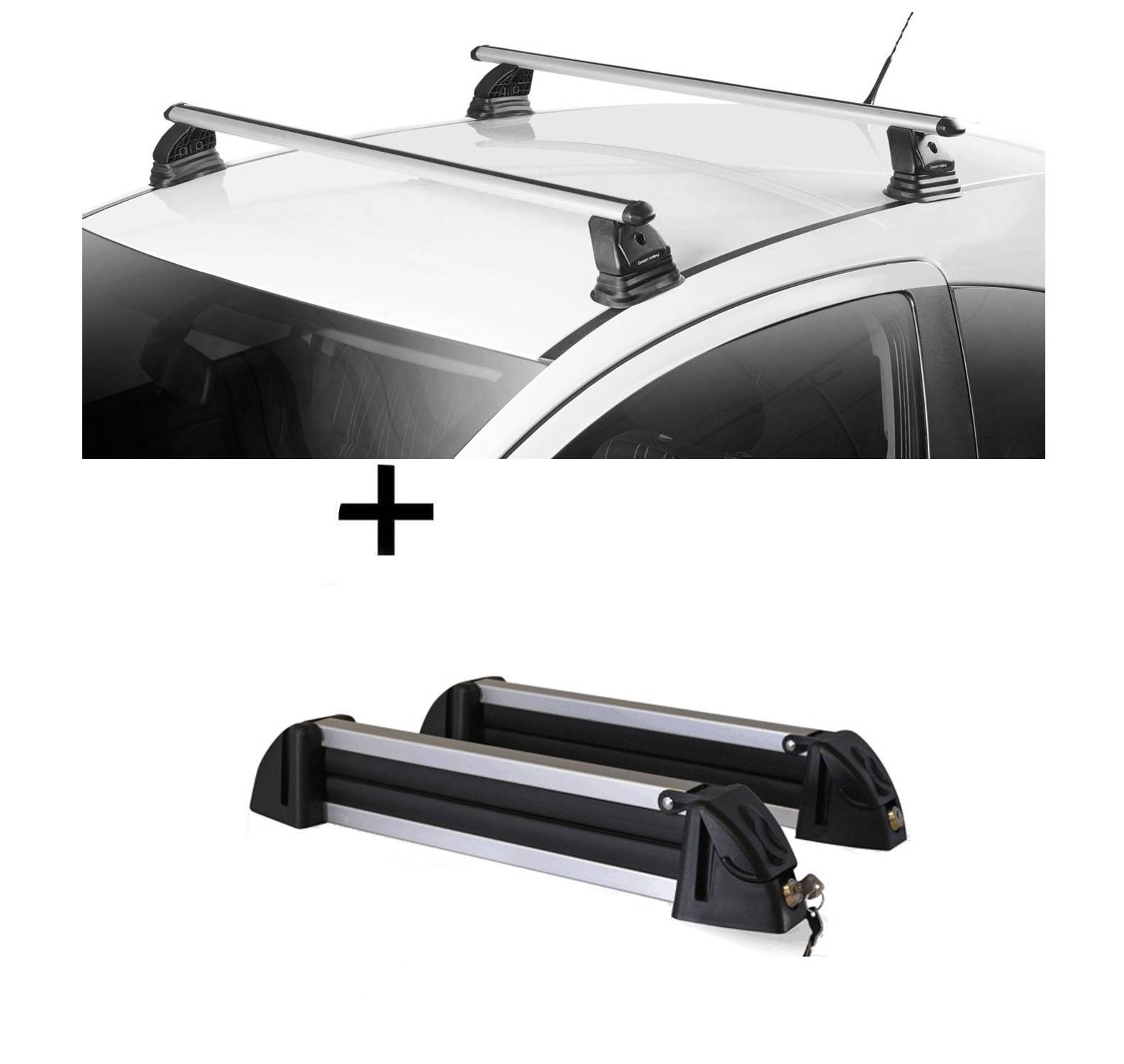 Skiträger Alu 4 Paar Ski + Dachträger VDP EVO ALU kompatibel mit für Fiat Fiorino 3-5 Türer 1987-2001