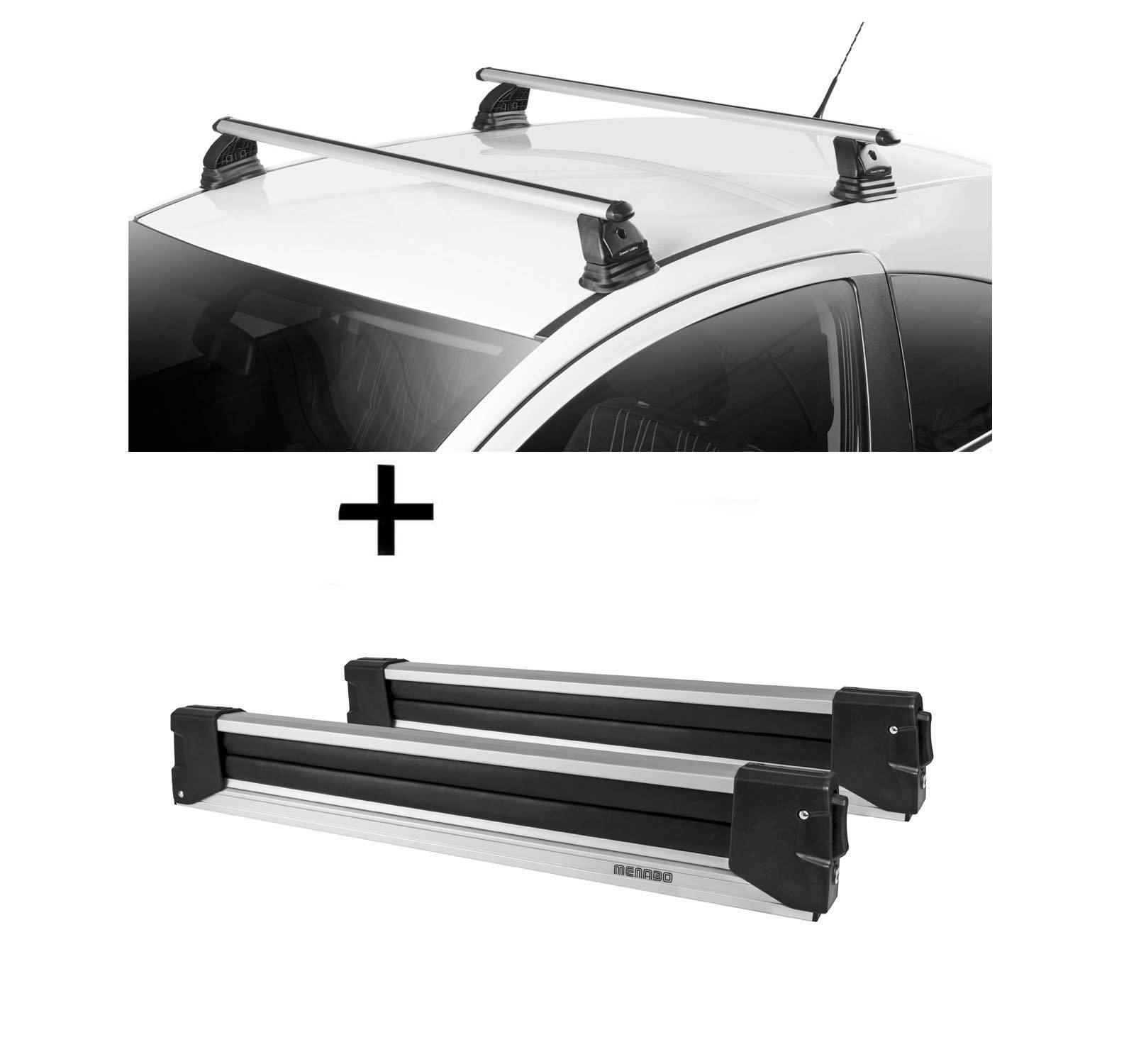 Skiträger YELO 6 Paar Ski + Dachträger VDP EVO ALU kompatibel mit für Peugeot 407 3-4 Türer 2004-2012