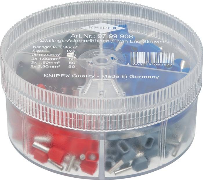 KNIPEX Sortimentsbox 200-teilig 2 x 0,75 - 2 x 2,5 mm² Kunststoffbox