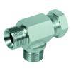 Einstellbarer L-Stutzen - Stahl verchromt - 2 AG 60°-Konus G 1/4" - 1 IG Überwurfmutter 60°-Konus G 1/4"