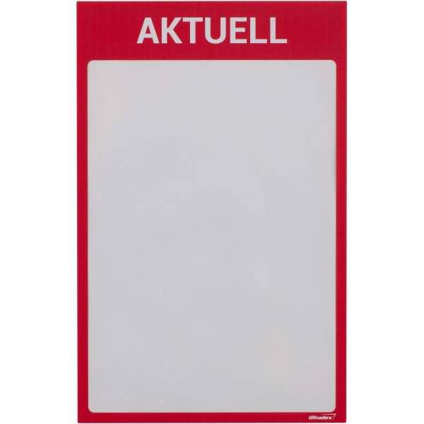 Infotaschen mit Überschrift -Aktuell- magnetisch für DIN A4 352x225mm VE=5 Stück rot