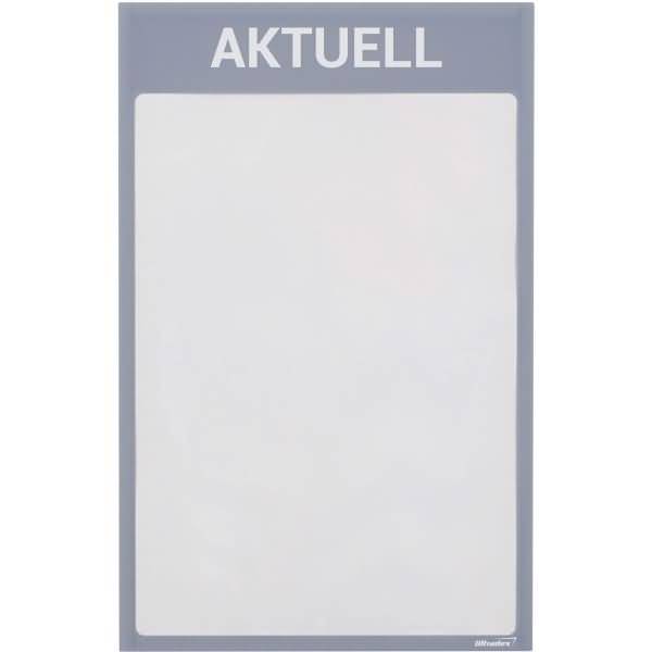 Infotaschen mit Überschrift -Aktuell- magnetisch für DIN A4 352x225mm VE=5 Stück grau