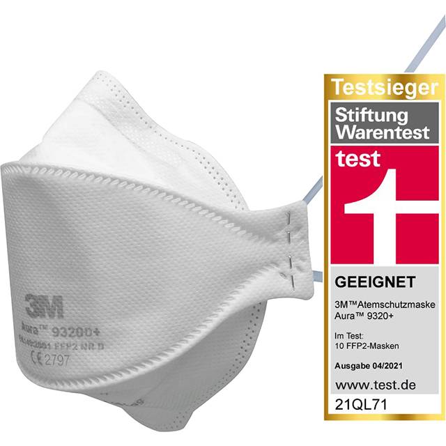 3M AURA 9320D+ FFP2 NR D Bulk Partikelmaske ohne Ausatemventil, blaues Band 7100