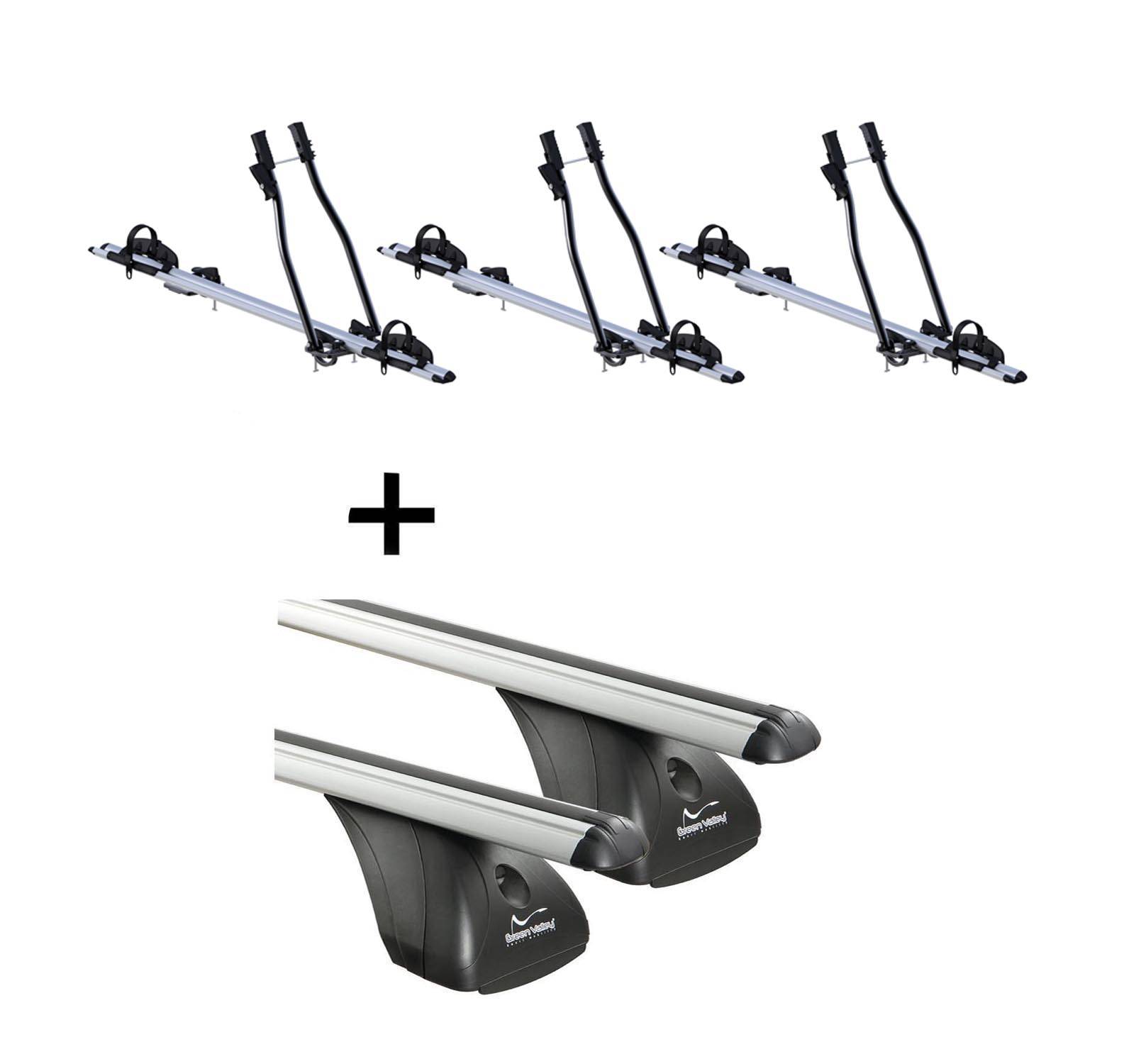 3x Fahrradträger SAGITTAR + Dachträger VDP kompatibel mit für BMW Serie 1 coupè 3 Türer 2007-2013