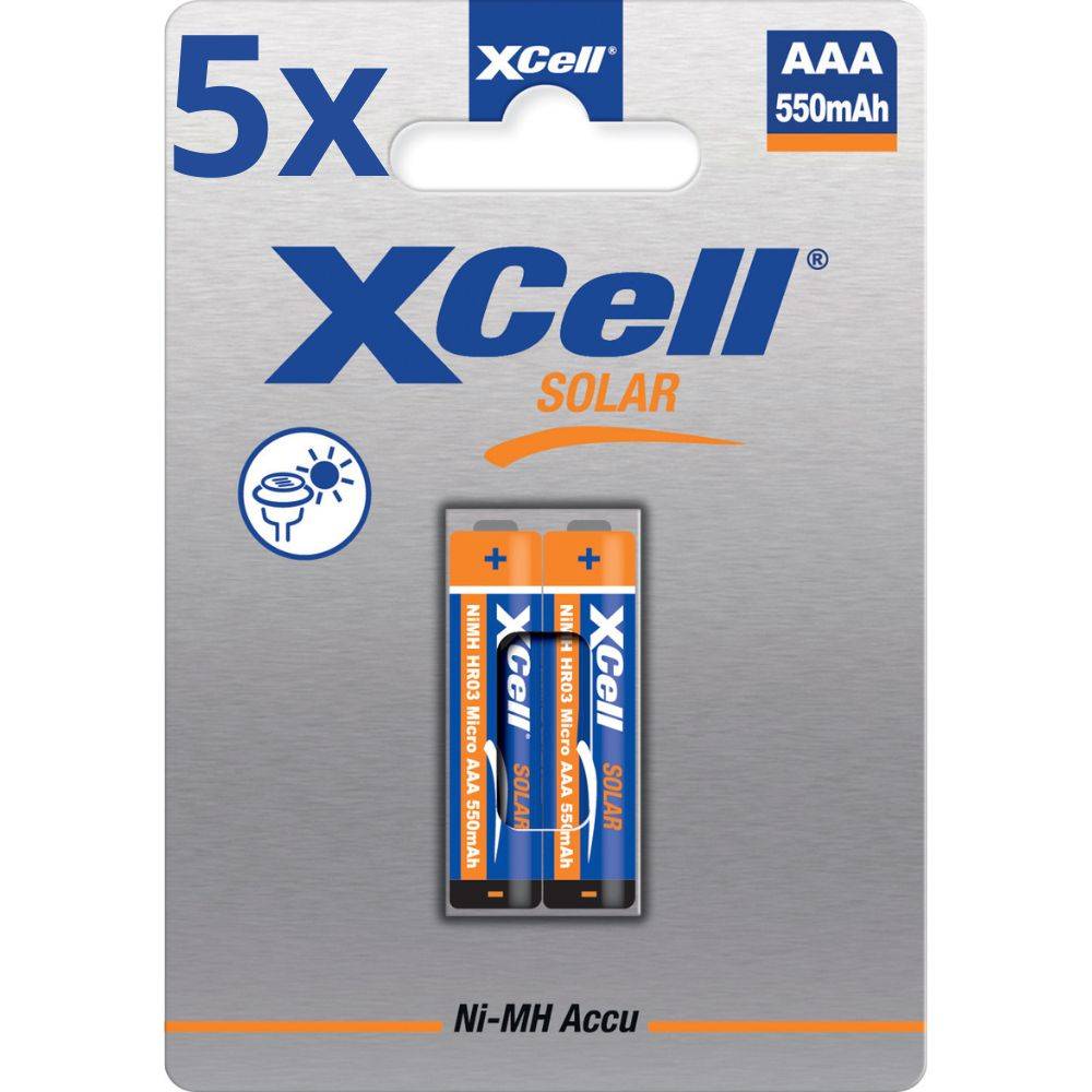 10x XCell Solar Akkus X550AAA Micro Ni-MH 1,2V 550mAh (5x 2er Blister)