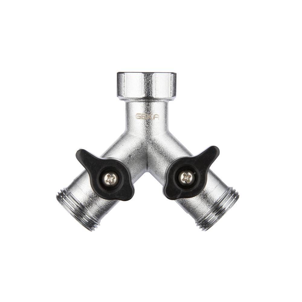 GEKA® plus - Zweiwegeventil - Stecksystem - Messing verchromt - IG G3/4 - auf 2 x AG G3/4 - Preis per Stück