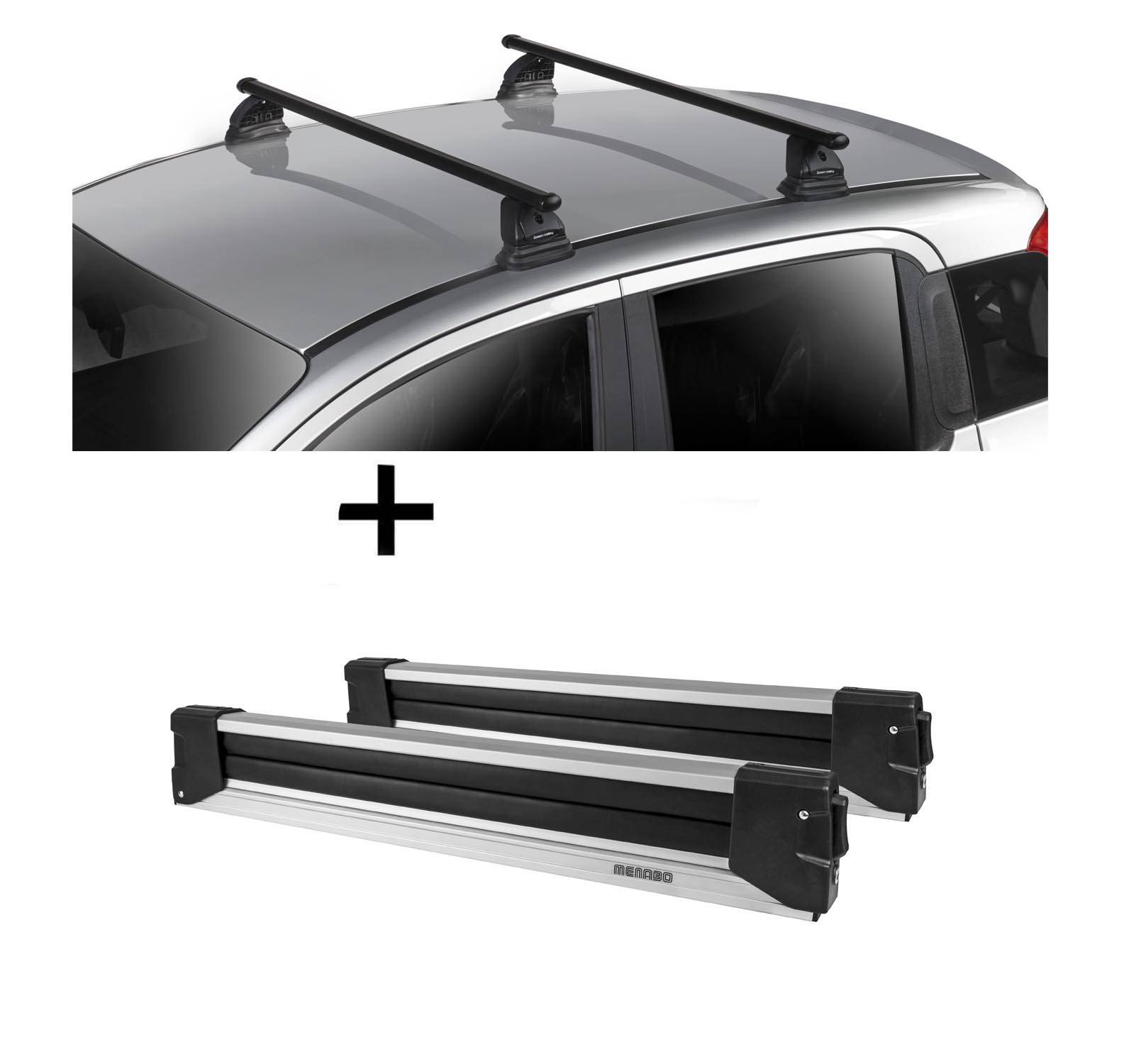 Skiträger YELO 6 Paar Ski + Dachträger VDP EVO Stahl kompatibel mit für Fiat Qubo 3-5 Türer ab 2008