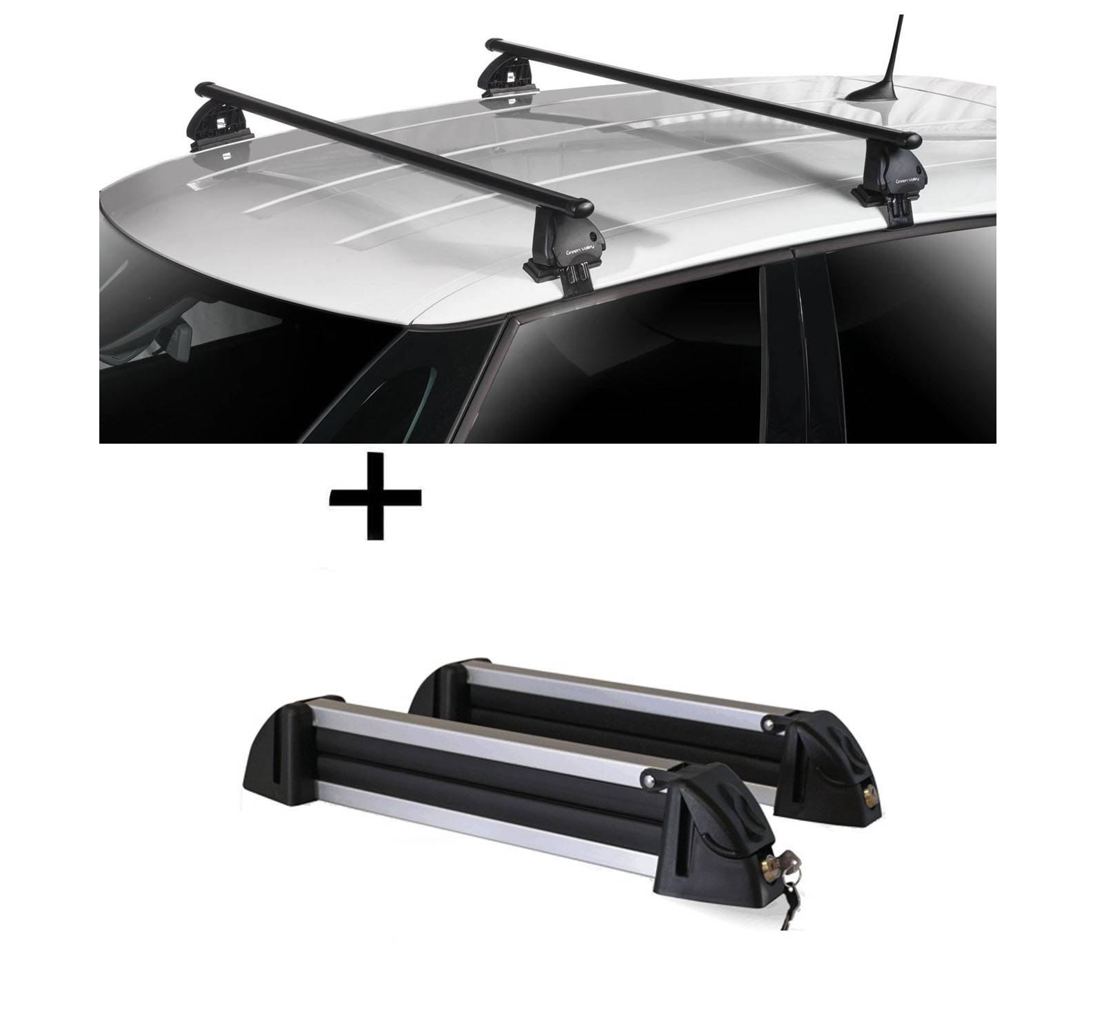 Skiträger Alu 4 Paar Ski + Dachträger VDP EVO Stahl kompatibel mit Rover 600 (RH) 4 Türer 1993-1999