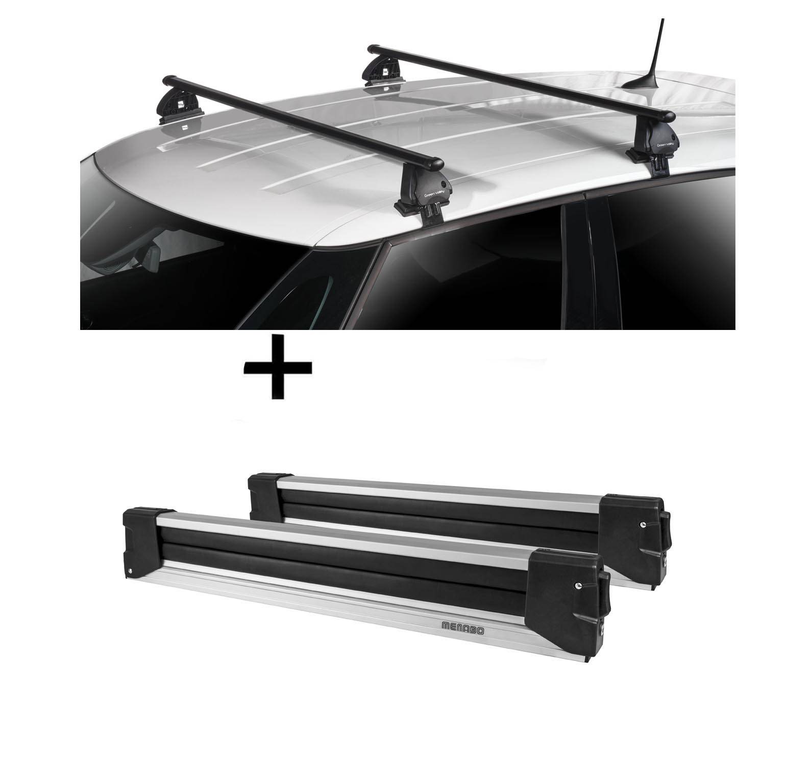 Skiträger YELO 6 Paar Ski + Dachträger VDP EVO Stahl kompatibel mit für Fiat Cinquecento 3 Türer 1991-1998
