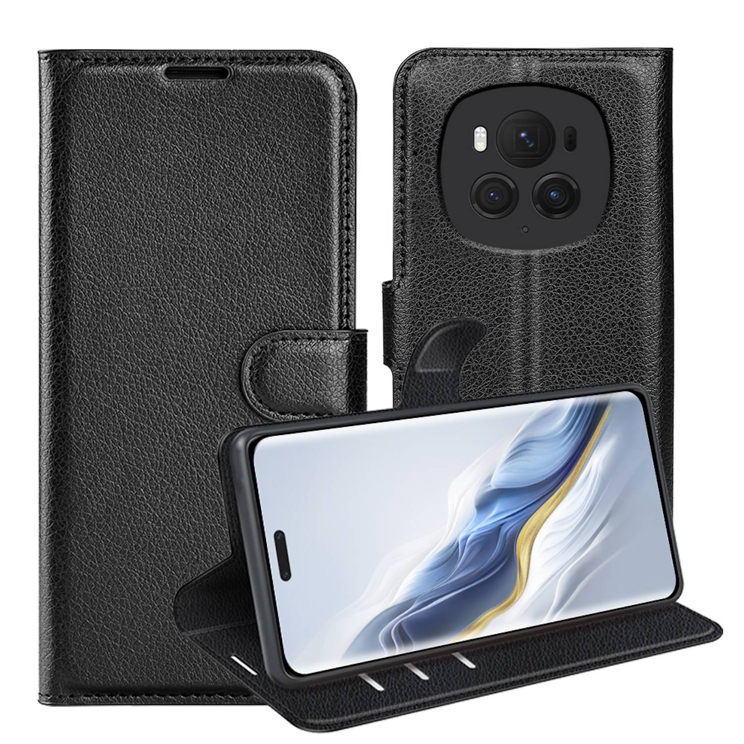 Für Honor Magic 6 Pro Kunst-Leder Book Wallet Schutz Hülle Tasche Case