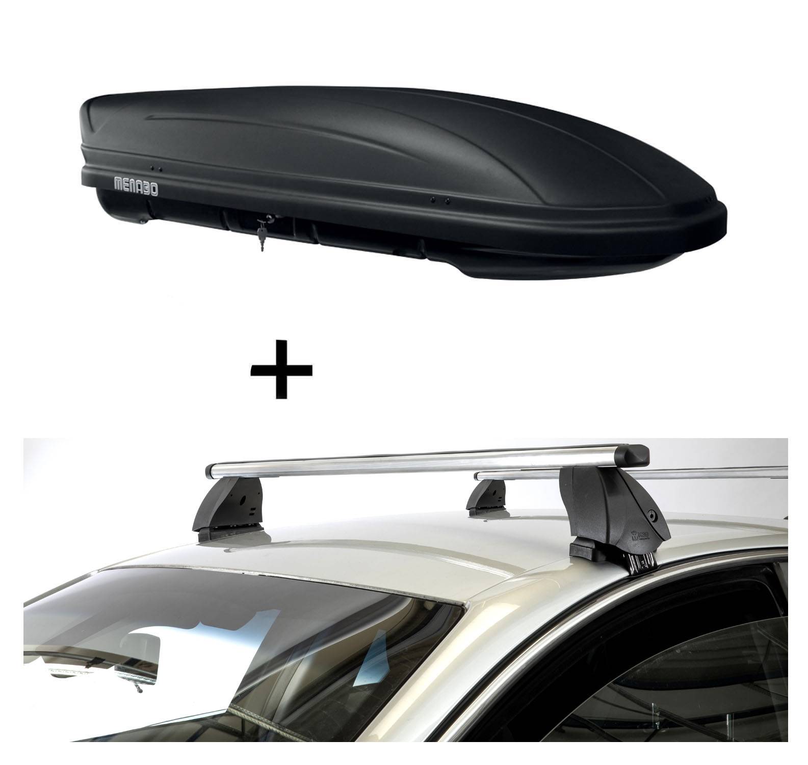 Dachbox MAA400 400 Liter matt + Dachträger K1 PRO Aluminium kompatibel mit für Suzuki Swift VI (5Türer) ab 17