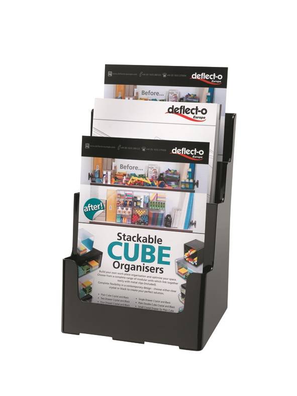Deflecto Prospekthalter "Docuholder" - Hochformat - A4 - 3 Stufen - Polystyrol - Schwarz