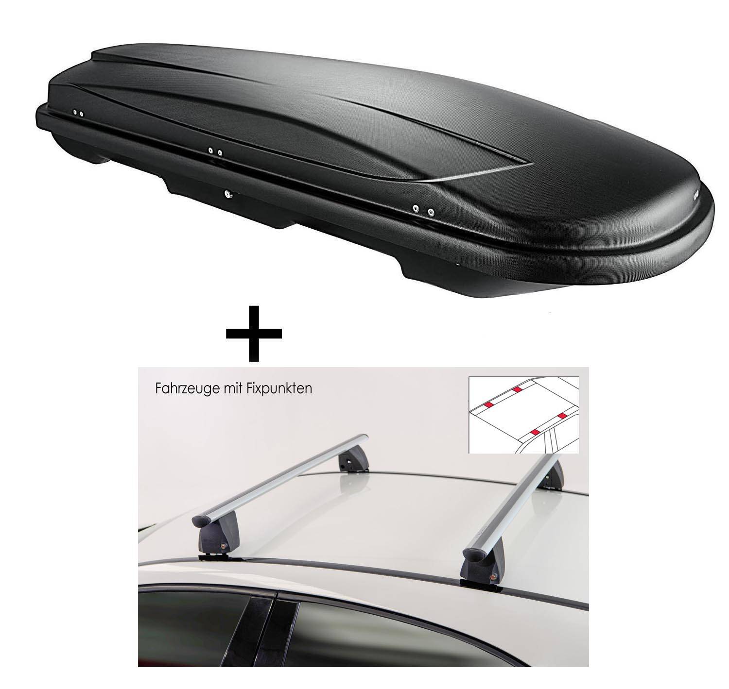 Dachbox VDPJUXT600 600 Liter abschließbar + Dachträger VDP Delta kompatibel mit für Mercedes B (W247) (5 Türer) ab 2018