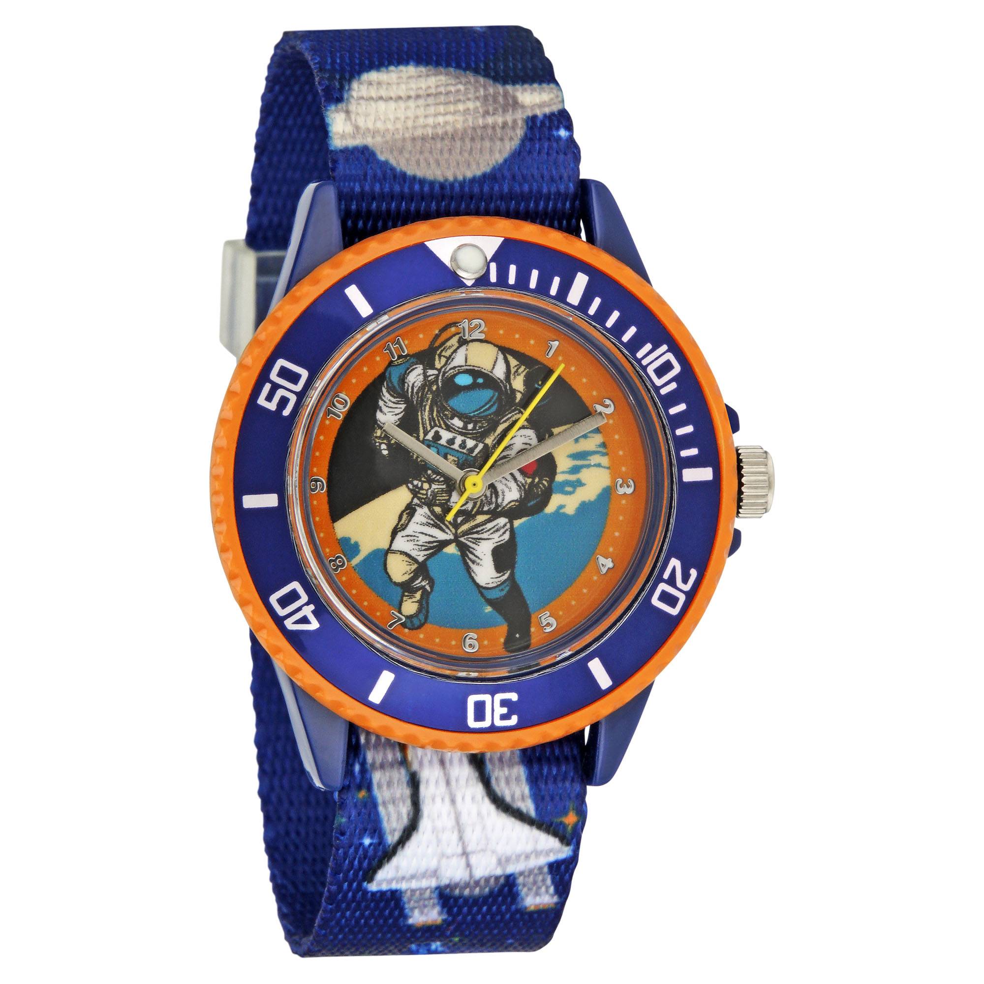Kinderarmbanduhr mit Textilarmband und Schlüsselanhänger Motiv Astronaut Blau - 2-LD5350-3 Ostergeschenk