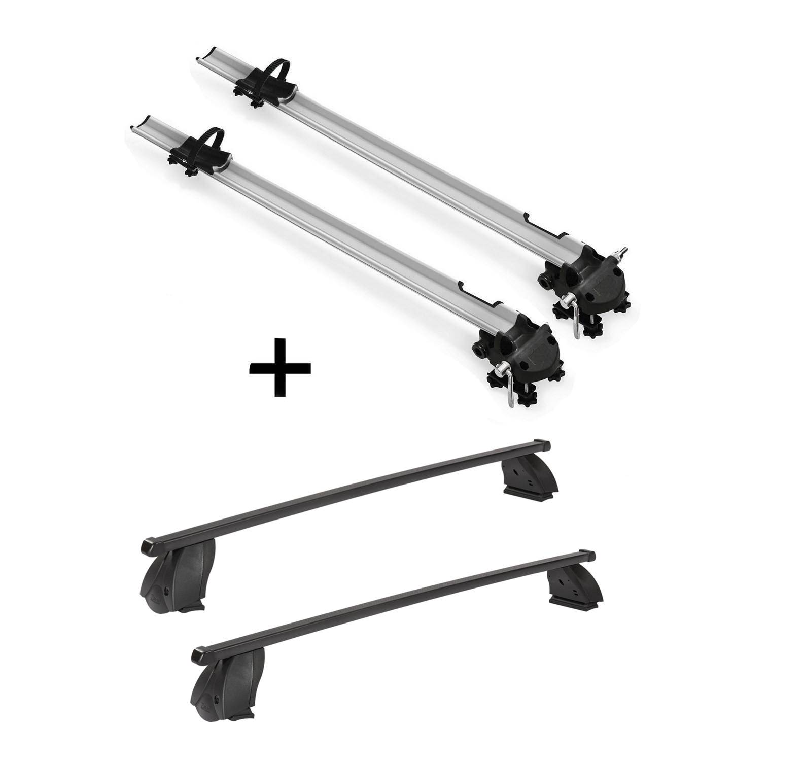 2x Fahrradträger Bike Pro + Dachträger K1 MEDIUM kompatibel mit für Mercedes B (W246) (5Türer) 12-14