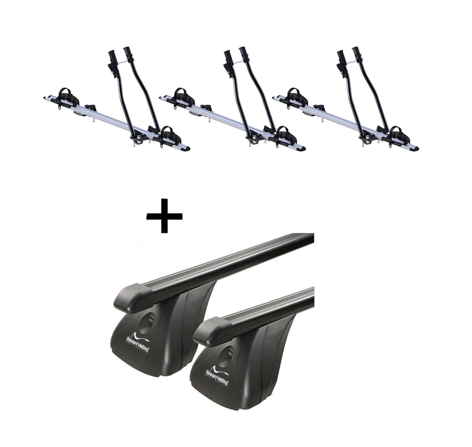 3x Fahrradträger SAGITTAR + Dachträger VDP Stahl kompatibel mit für Renault Grand Scenic 5 Türer 2003-2009