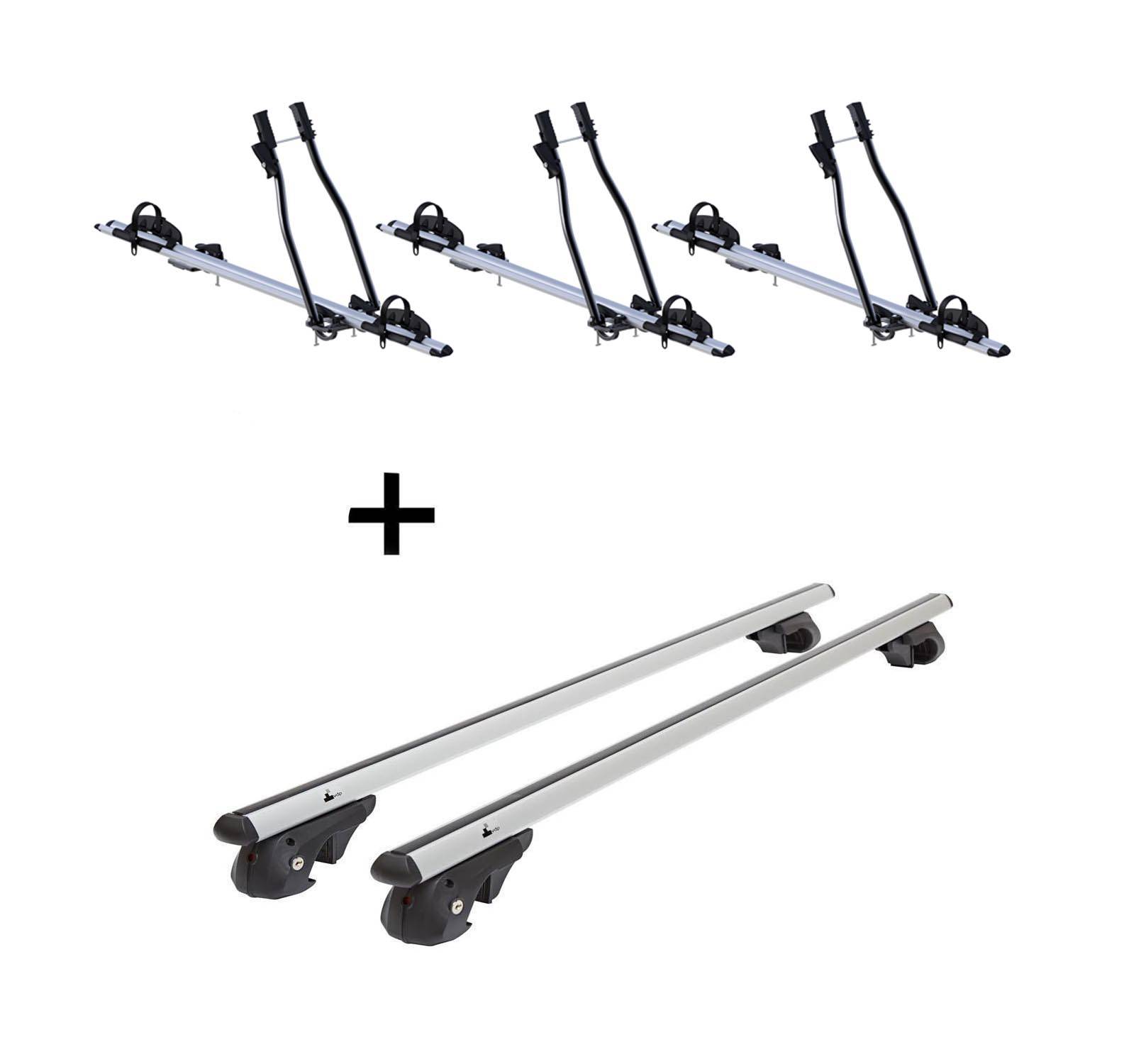 3x Fahrradträger SAGITTAR + Dachträger VDP004 L kompatibel mit für Mazda 5 05-13