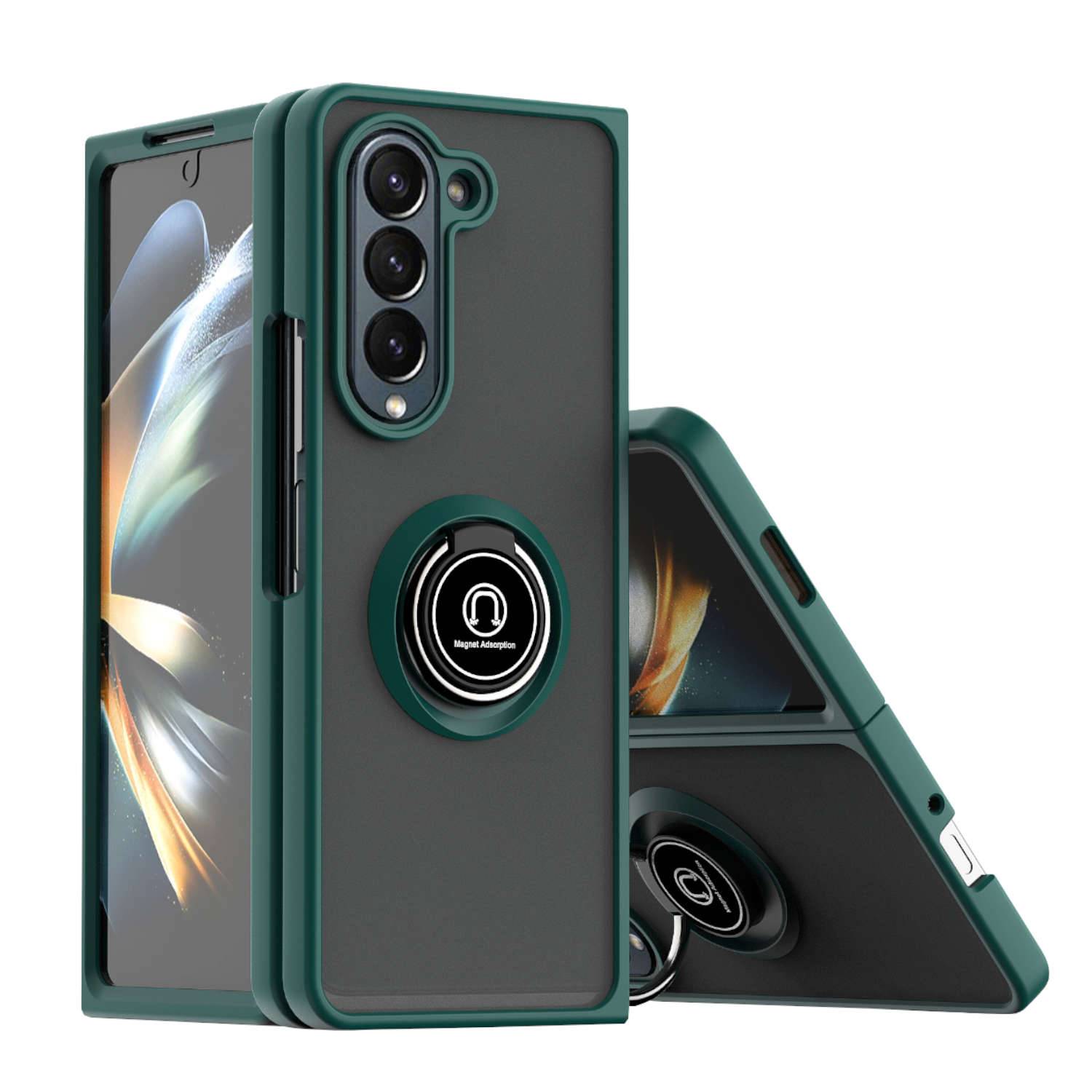 Für Samsung Galaxy Z Fold5 5G Ring Magnet Handy Tasche Hülle D-Grün