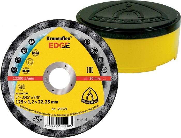 KLINGSPOR 355379 Trennscheibe EDGE D125x1,2mm gerade INOX Bohrung 22,23 mm