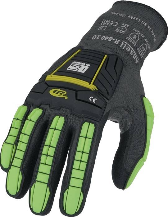 ANSELL 840-09 Handschuhe Ringers R840 Größe 9 schwarz/grün EN 388, EN ISO 21420: