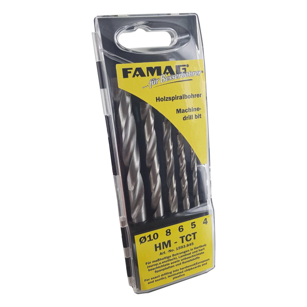 Famag Holzspiralbohrer HM-bestückt- Set´s 1593.845 - 5-teilig in Kassette