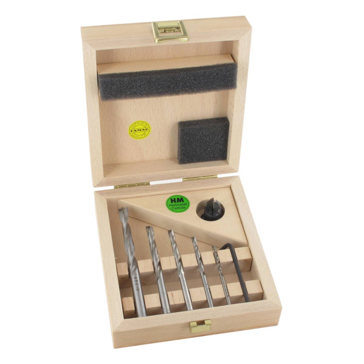 Famag Holzspiralbohrer HM-bestückt- Set´s 3575.507 - 6-teilig im Holzkasten