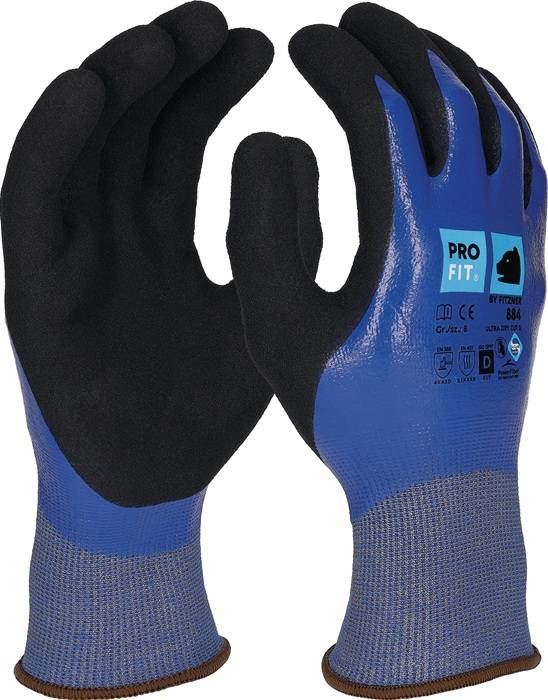 PRO FIT 884-8 Schnittschutzhandschuhe Ultra DRY CUT D Größe 8 blau / schwarz EN