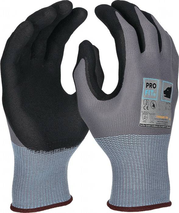 PRO FIT 393-9 Handschuhe EXTRA Größe 9 grau / schwarz EN 388, EN 407 PSA-Kategor